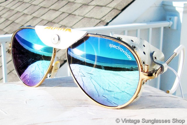 Alpina Style White Aviator Sunglasses with Blue Gradient Tint Alpina M1 White and Gold Gradient Lens Sunglasses main image 2