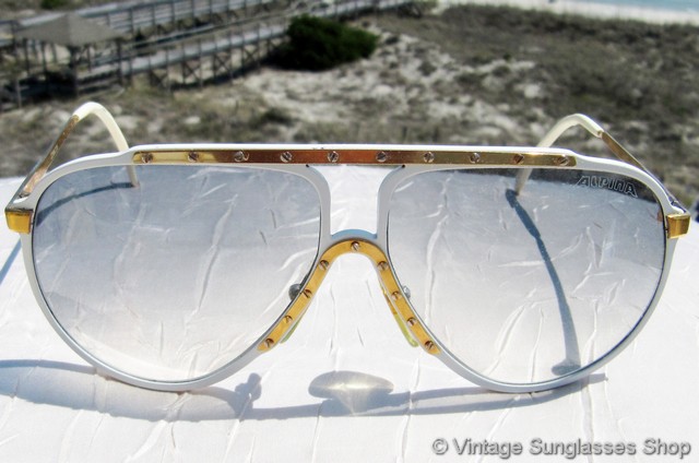 Alpina M1 White and Gold Blue Gradient Sunglasses