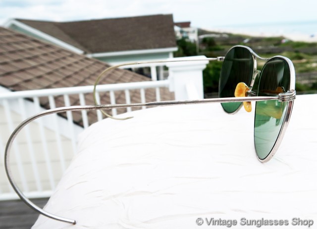Lunettes De Soleil Vintage Américaines Années 70 Pilot 97 - Verres En Verre, Badge AOPA