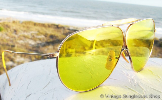Yellow Sunglasses from www.vintagegalshop.com Vintage 1970s Yellow Sunglasses - Silver Mens Square Fear  main image 4