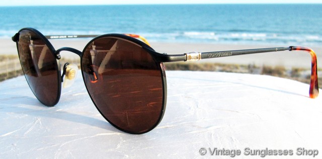 Vintage Giorgio  Armani 132 748 designer sunglasses with rx lens unisex round Giorgio Armani 132 748 Sunglasses main image 2