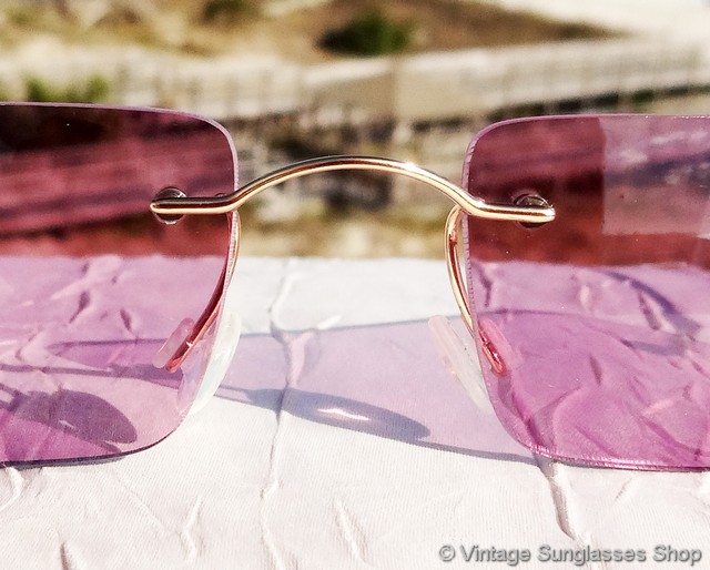 Giorgio Armani Gold-Trim Pink Vintage Gradient Rimless Sunglasses Giorgio Armani 1524 743 Pink Rimless Sunglasses main image 4