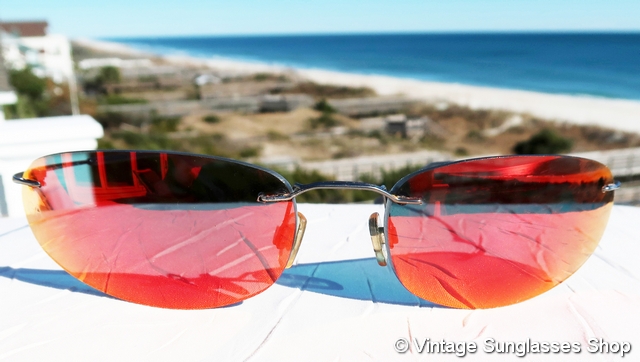 Giorgio Armani 1550 1145 Red Mirror Rimless Sunglasses display picture 2