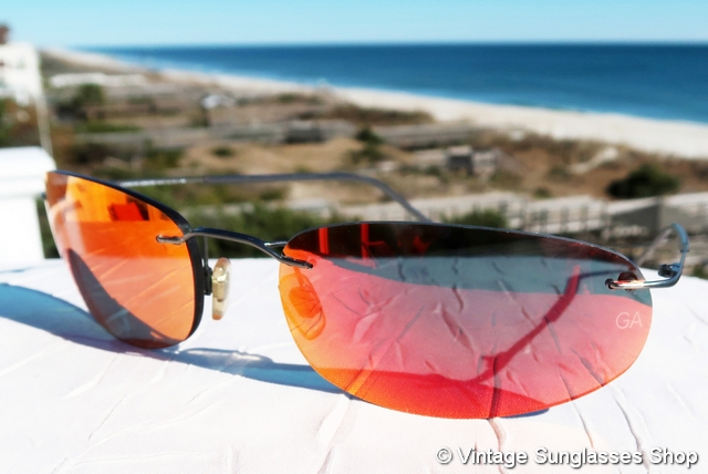 Giorgio Armani 1550 1145 Red Mirror Rimless Sunglasses display picture 1