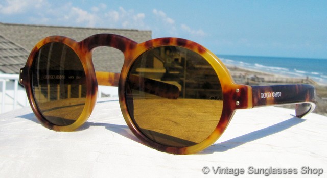 Giorgio Armani AR6041 Frames of Life Sunglasses Italy Round Tortoise Case, Cloth VTG Giorgio Armani Thick Brown Tortoise Sunglasses Frames  main image 3