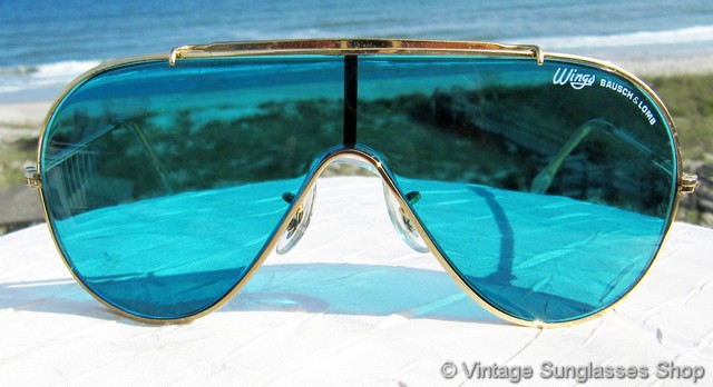 B&L Bausch & Lomb Ray-Ban Wings Turquoise Blue Sunglasses display picture 2