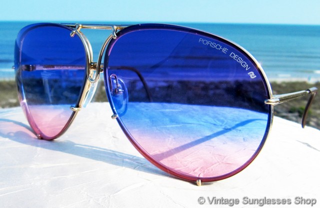Lunettes De Soleil Porsche Design 5621 - Monture Dorée, Verres Marron, Vintage, Homme, Occasion
