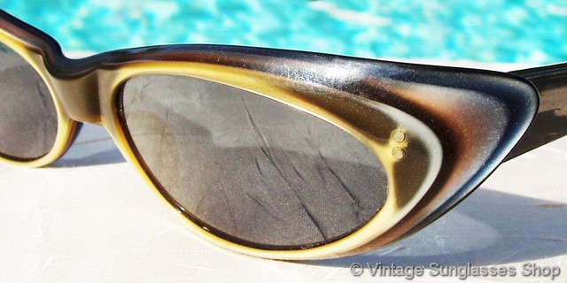 Lunettes Vintage Cat Eye Années 50 Selecta USA - Or Et Noir, Taille 44-22mm, état Neuf