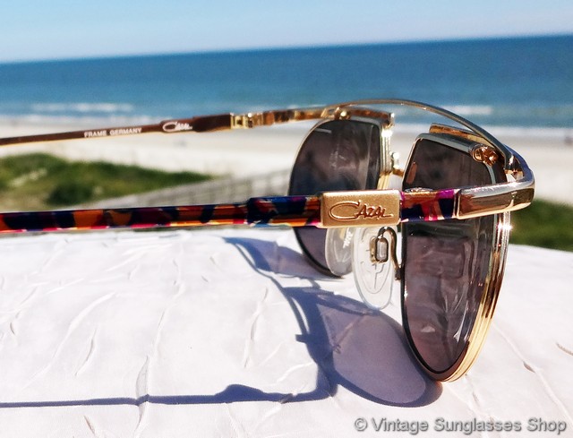 Cazal Germany Mod 254 Gold Aviator Sunglasses with Multicolor Top Bar Cazal 254 416 Sunglasses main image 3