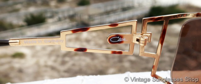 Lunettes De Soleil Vintage Cazal Modèle 967 Col.472 Or Et Marron - État Neuf Stock Ancien