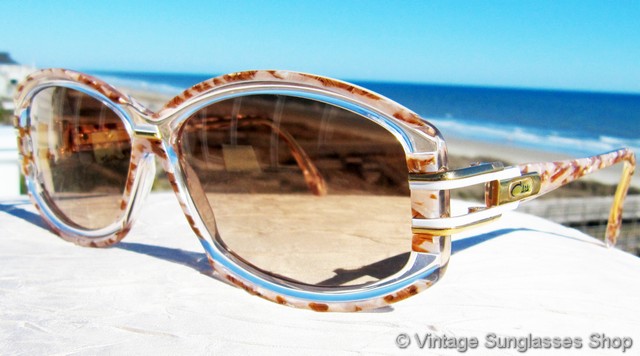 Cazal gold-Tone Women\'s Sunglasses with Brown Gradient Lenses Vintage Authentic Cazal Legends 682 003 Sunglasses Gold Plated/Milky White  main image 4