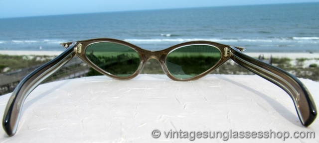 French Amber and Rhinestone Cat Eye Sunglasses display picture 1