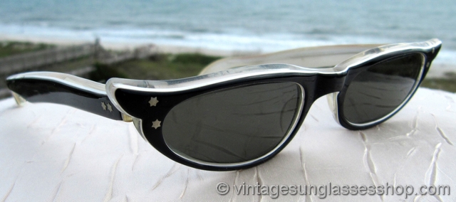 Vintage 1980’s Black Animal Print Sunglasses, Slight‎ Cateye, Made in France s-l400.jpg main image 2
