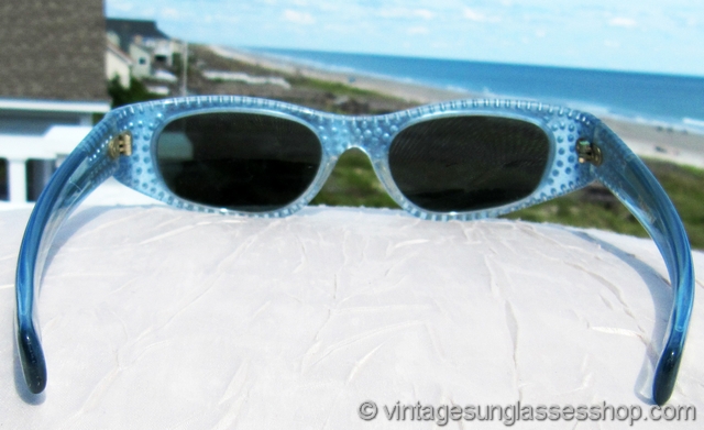 Vintage Light Blue Sunglasses NOS  France French Cat Eye Light Blue Rhinestone Sunglasses main image 3