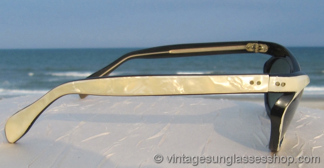 Vintage 1950s French Pearl and Black Cat Eye Sunglasses display picture 1