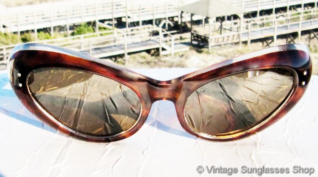 French Tortoise Shell and Clear Lucite Cat Eye Sunglasses display picture 2