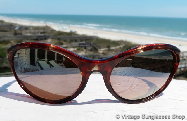 Maui Jim Regatta MJ 159-10 Polarized Sunglasses Brown Tortoise W/Rose VTG w Case Vintage Maui Jim Regatta MJ 159-10 Brown Tortoise Sunglasses  main image 4