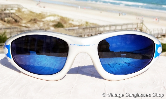 Oakley 04-261 Straight Jacket Blue Flames Ice Iridium Sunglasses