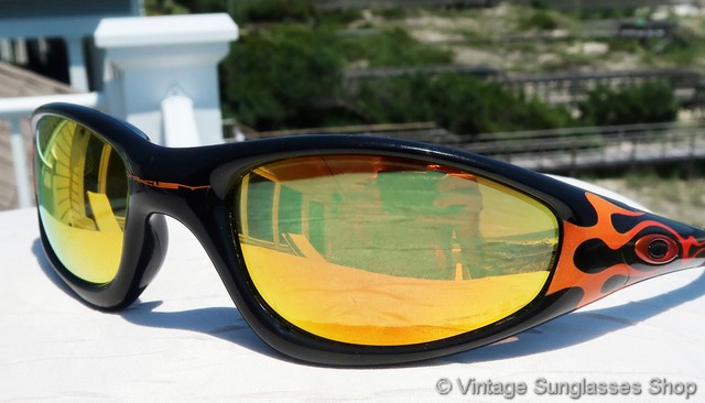 Oakley Straight Jacket Black Flames Ruby Iridium Polarized Sunglasses
