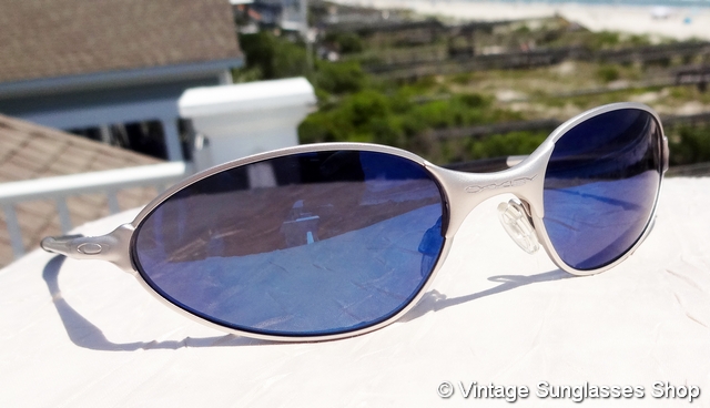 Oakley C Wire Platinum Blue Iridium Sunglasses 