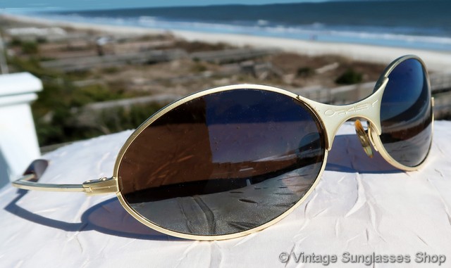 Oakley T Wire Gold Black Iridium Titanium Sunglasses