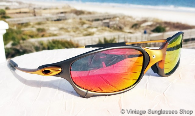 Oakley XX 24k Gold and Carbon Ruby Iridium Sunglasses