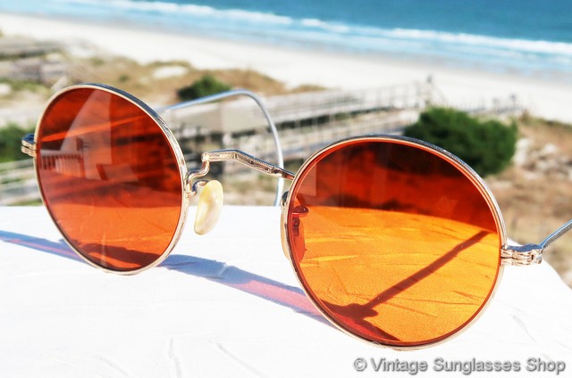 Oliver Peoples Gold and Orange Sunglasses Oliver Peoples Aero II with Gold frame and Cognac lenses  main image 3