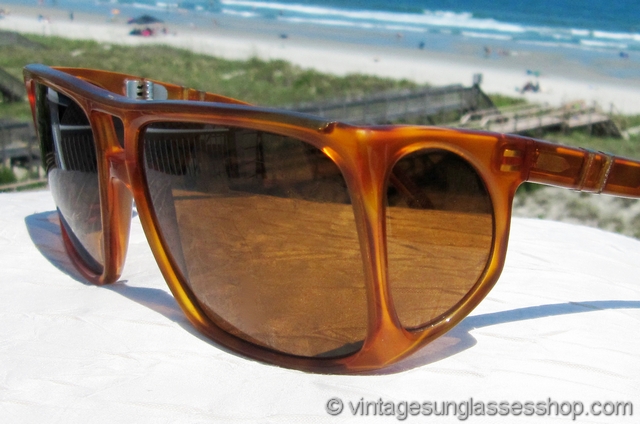 Lunettes De Soleil Persol Vintage Années 50 - Monture Pilote Noir - Italie Originale