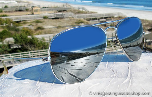 Ray-Ban 58mm Silver G-31 Mirrored Aviator Sunglasses display picture 2