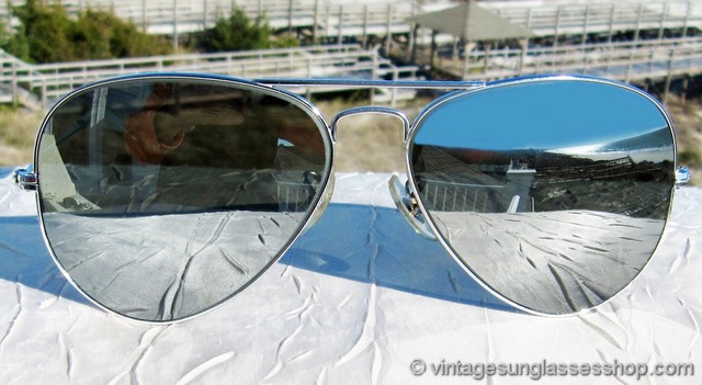 Ray-Ban 58mm Silver G-31 Mirrored Aviator Sunglasses display picture 3