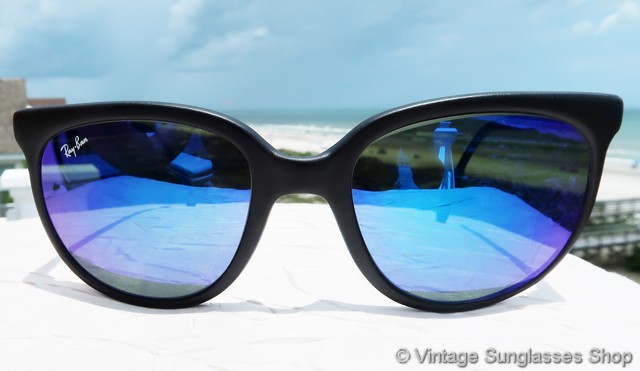 Ray-Ban Cats 1000 Sunglasses Blue Gradient Lens Ray-Ban Sunglasses RB4126 CATS 1000 6430/T6 Striped Brown w  main image 4