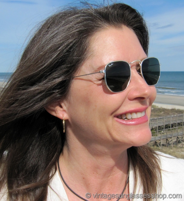 hexagonal ray bans gold