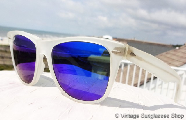 Vintage Ray-Ban Wayfarer Frost Matte Crystal Blue Mirror Sunglasses