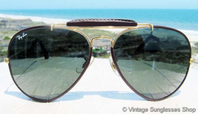 ray ban aviator leather frame