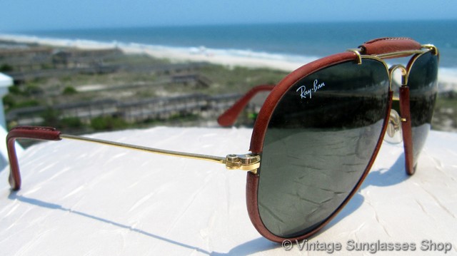 vintage ray ban leather aviator sunglasses