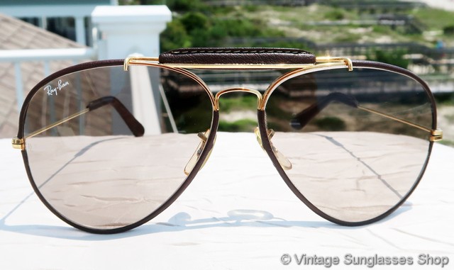 Barely worn custom Ray Ban sunglasses with leather detail on front s-l400.jpg main image 3