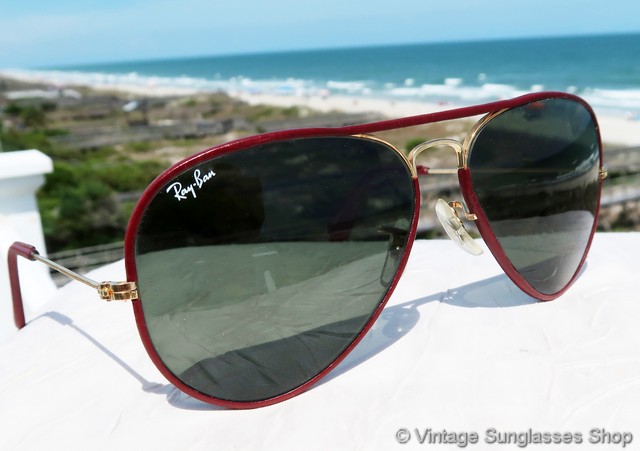 ray ban aviator red frame