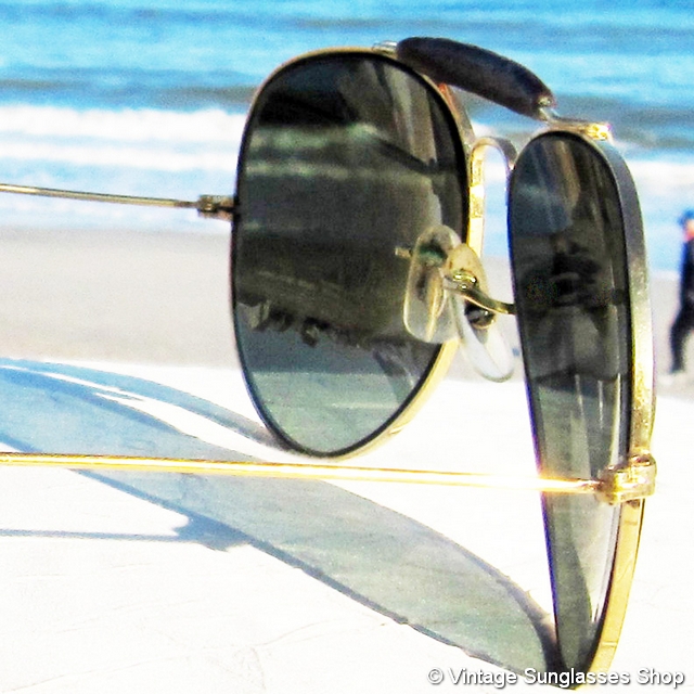 Ray-Ban 62mm G-15 Leathers Aviator Sunglasses display picture 1