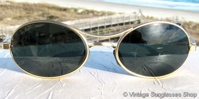 Vintage Ray Ban Orbs Oval Sunglasses Gold B&L G-15 90s Y2K Cyberpunk Wrap W2177 Vintage ray ban orbs - Gem main image 2