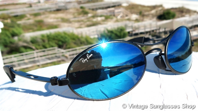 Ray-Ban W2451 Orbs Ellipse Blue Mirror Sunglasses display picture 2