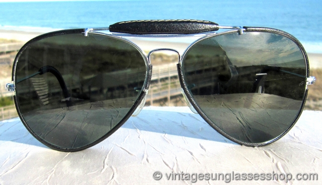 Ray-Ban Black and Silver Sunglasses VINTAGE VINTAGE RAY BAN BLACK SILVER LEATHERS OUTDOORSMAN 62MM  main image 3