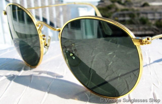 Vintage B&L Ray Ban Classic Round Gold Metal Frame Sunglasses W0603 G-15 Unisex Ray-Ban W0603 Round Arista Classic Metals Sunglasses main image 3