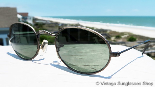 Ray-Ban W1283 vintage Oval gunmetal Sunglasses with Gray/Green glass Lenses il_340x270.710665489_gtsd.jpg main image 3