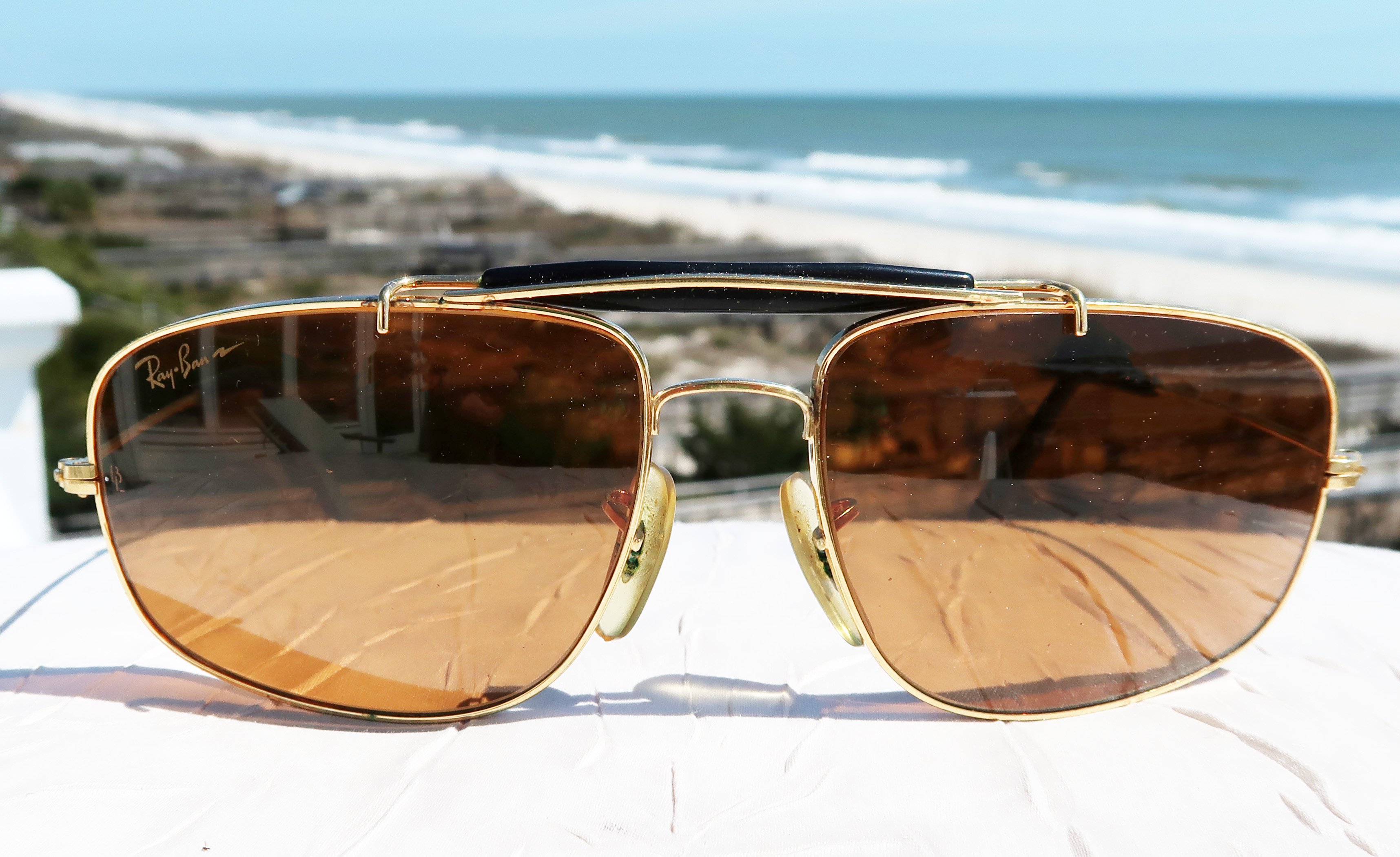 希少Vintage B&L RayBan CHROMAX OUTDOORSMAN B-20ドライビング専用レンズ運転サングラス クロマックスUSA製ボシュロム アメリカ金ゴールド