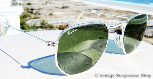 Ray-Bans Silver/white marble look Frame Sunglasses with Green Lenses RB3732 Sunglasses in Silver and Green & Silver - RB3732  main image 3