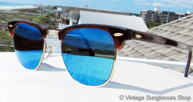 Ray-Ban W1851 Clubmaster Blue Mirror Sunglasses display picture 3