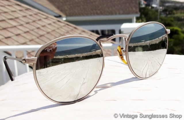 Round Silver Mirror Vintage Sunglasses For Men