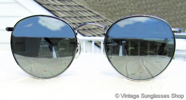 Ray-Ban Silver Mirrored Round Sunglasses Ray-Ban RB3447 Silver Flash Mirror Round Silver Metal 50mm  main image 4