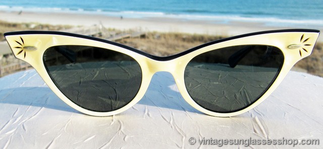 Ray-Ban Marcelle Yellow Marble Cat Eye Sunglasses display picture 1