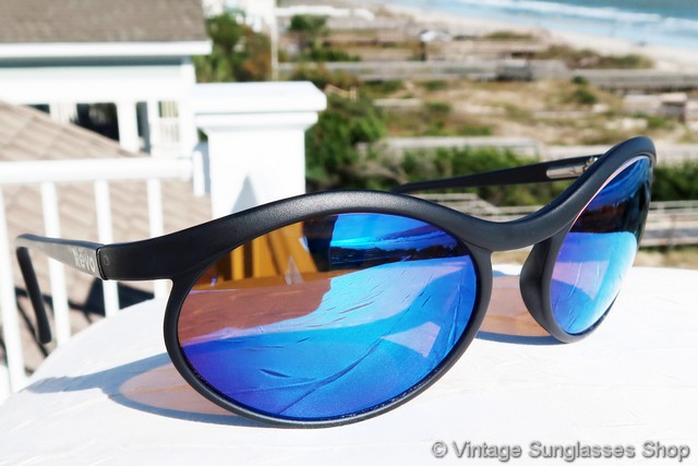 Revo 1008 001 Oval Wrap Blue Mirror Sunglasses